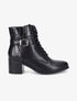 Bottines lacées à contrefort croco - Noir - 1