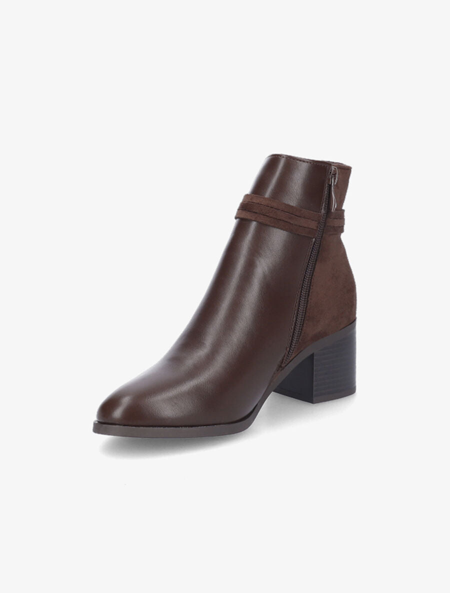 Bottines bi-matière à pompon - Marron - 3