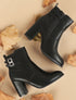 Bottines à talon et boucles en simili - Noir - 1