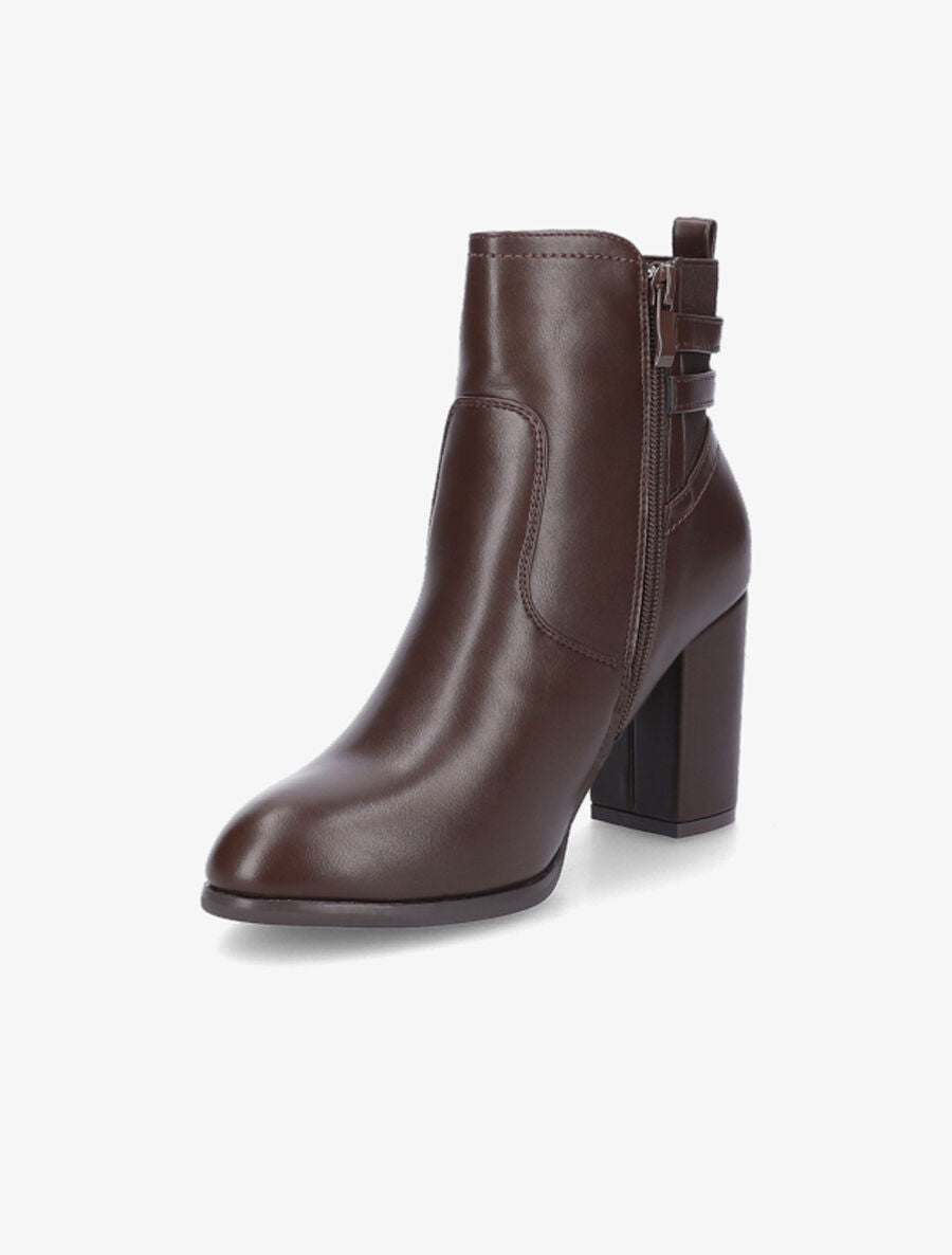 Bottines à talon et boucles en simili - Marron - 3