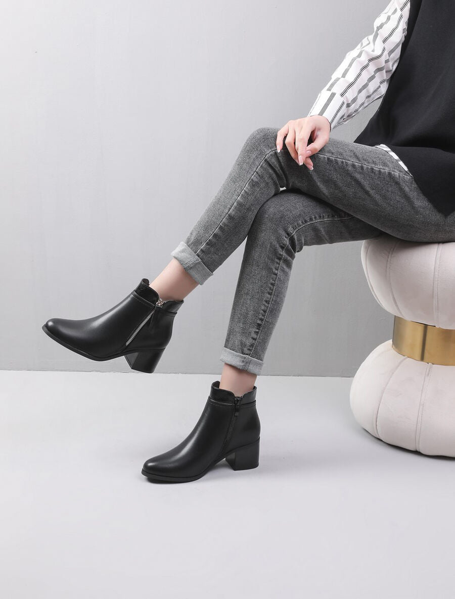 Bottines à zip décoratif - Noir - 5