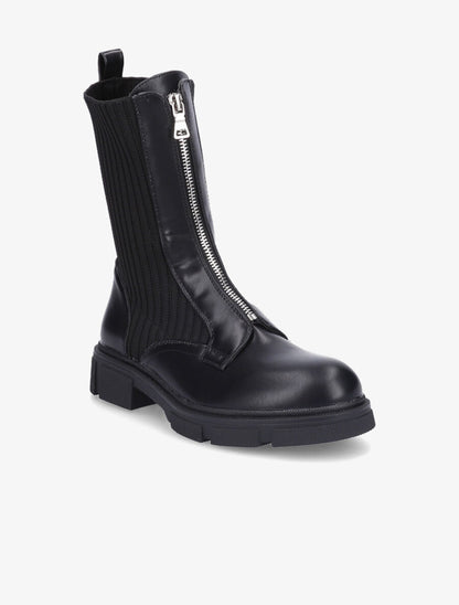 Boots zippées bi-matière - Noir - 2