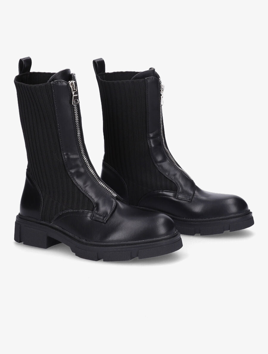 Boots zippées bi-matière - Noir - 4