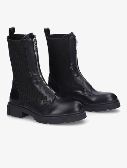 Boots zippées bi-matière - Noir - 4