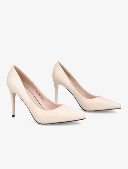 Escarpins pointus en simili - Beige - 4