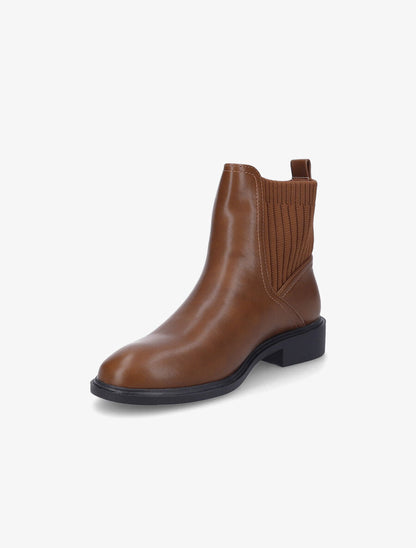 Bottines plates en simili et tissu côtelé - Camel - 3