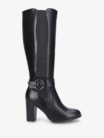 Bottes à talon et boucle stylisée - Noir - 1