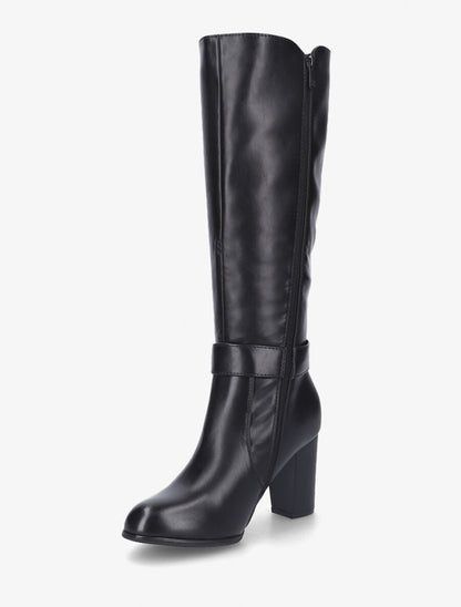 Bottes à talon et boucle stylisée - Noir - 3
