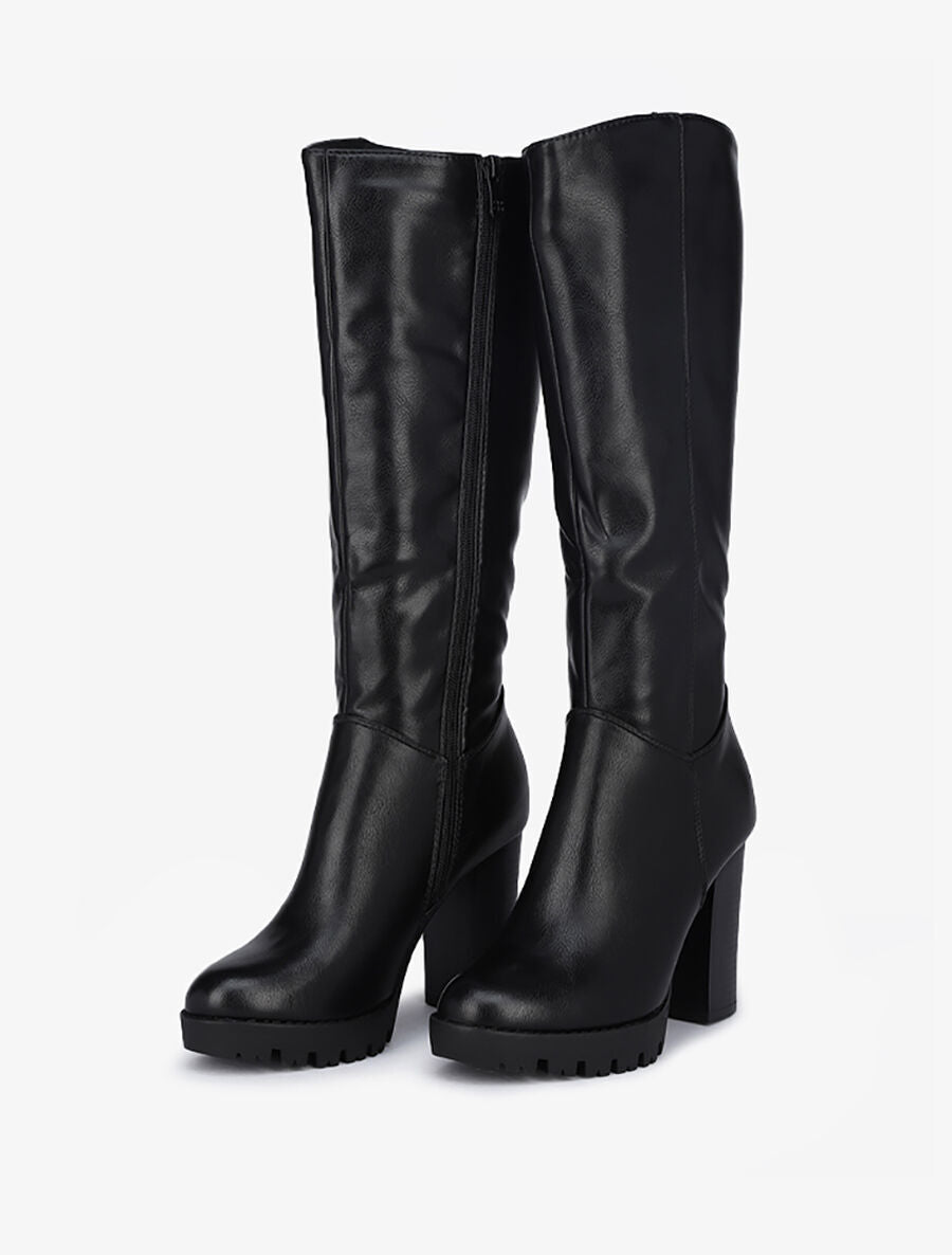 Bottes à talon haut et semelles crantées - Noir - 4