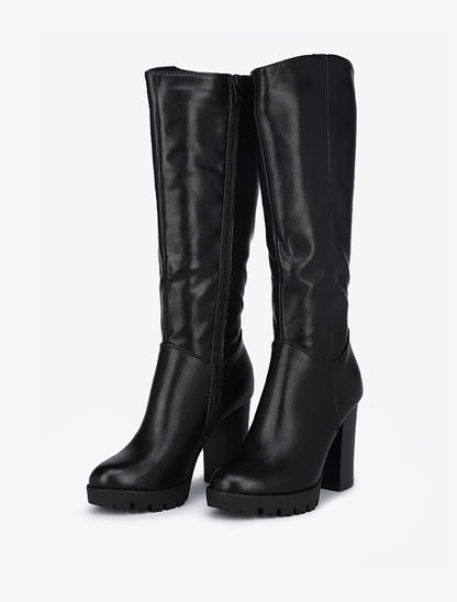 Bottes à talon haut et semelles crantées - Noir - 4