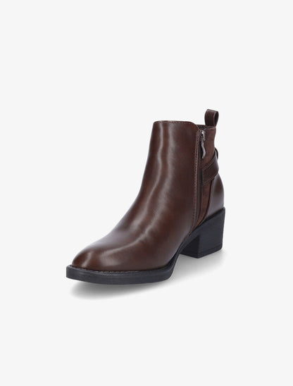 Bottines bimatière à boucle - Marron - 3
