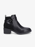 Bottines bimatière à sangle stylisée - Noir - 5