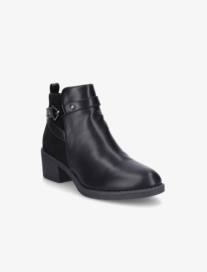 Bottines bimatière à sangle stylisée - Noir - 2