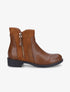 Bottines bimatière à double zips - Camel - 1