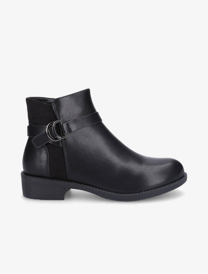 Bottines bimatière à boucle métallique - Noir - 1