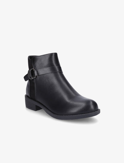 Bottines bimatière à boucle métallique - Noir - 2