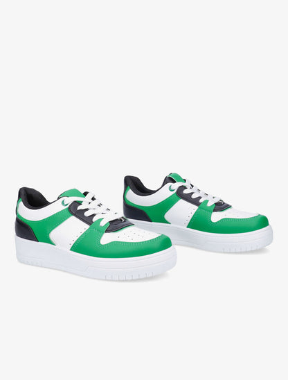 Sneakers en simili - Vert - 4