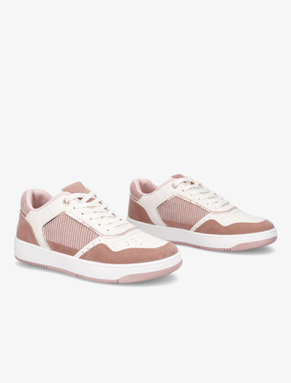Baskets en suédine et velours côtelé - Rose - 4