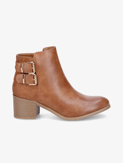 Bottines bi-matière à double boucles - Camel - 1