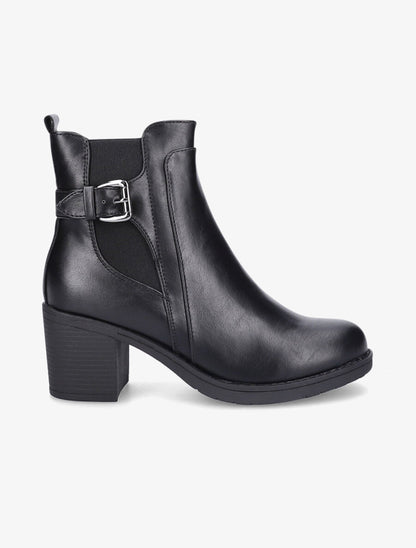 Bottines à talon et boucle - Noir - 1