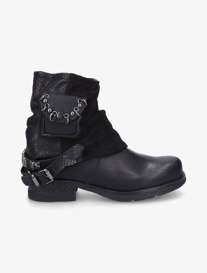 Bottines montantes plissées à pochette - Noir - 1