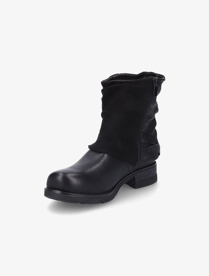 Bottines montantes plissées à pochette - Noir - 3