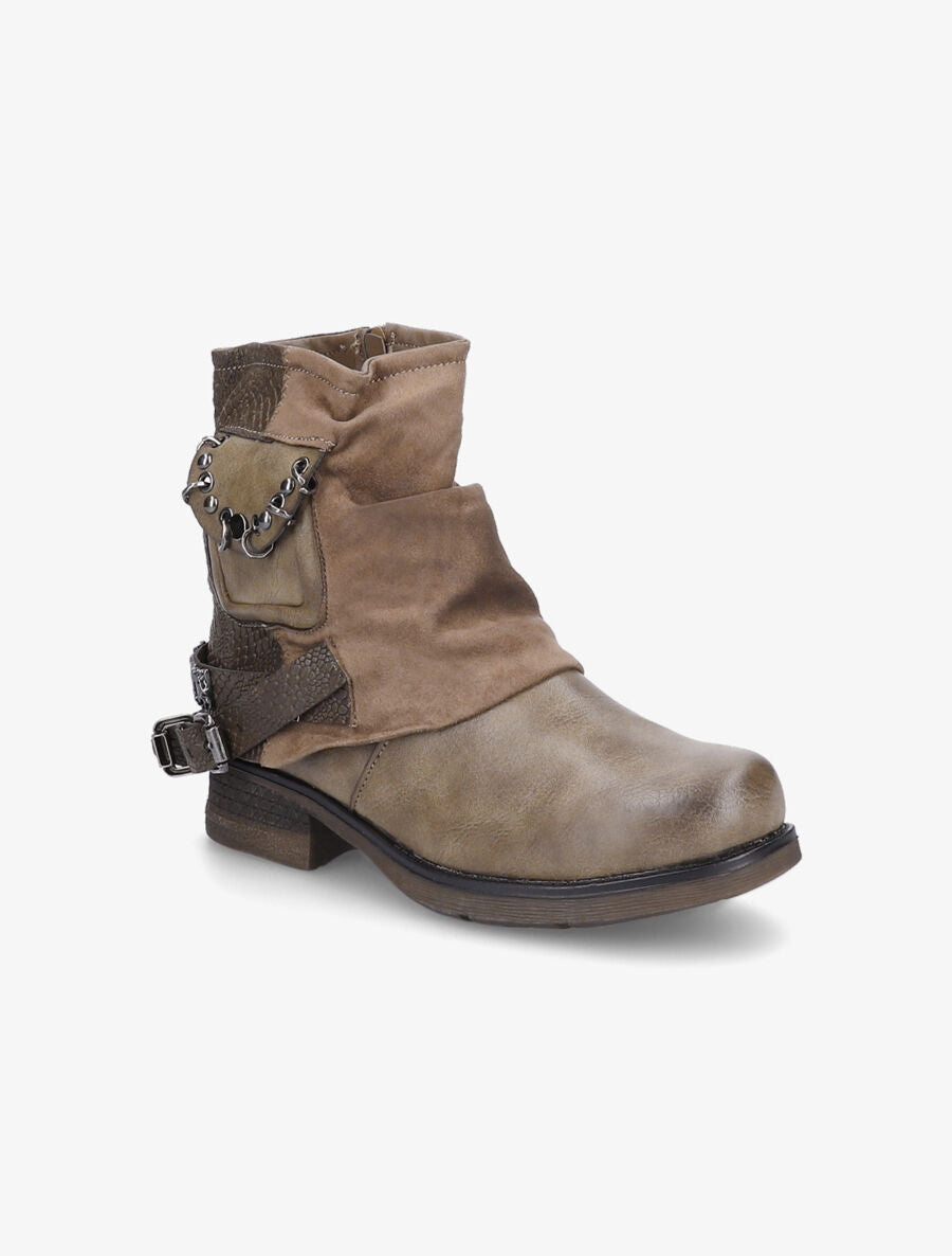 Bottines montantes plissées à pochette - Taupe - 2