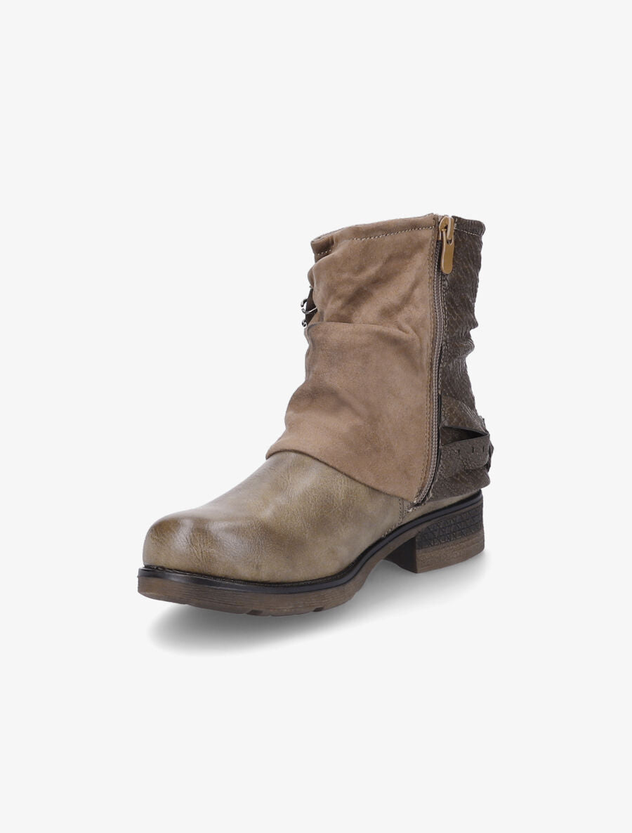 Bottines montantes plissées à pochette - Taupe - 3