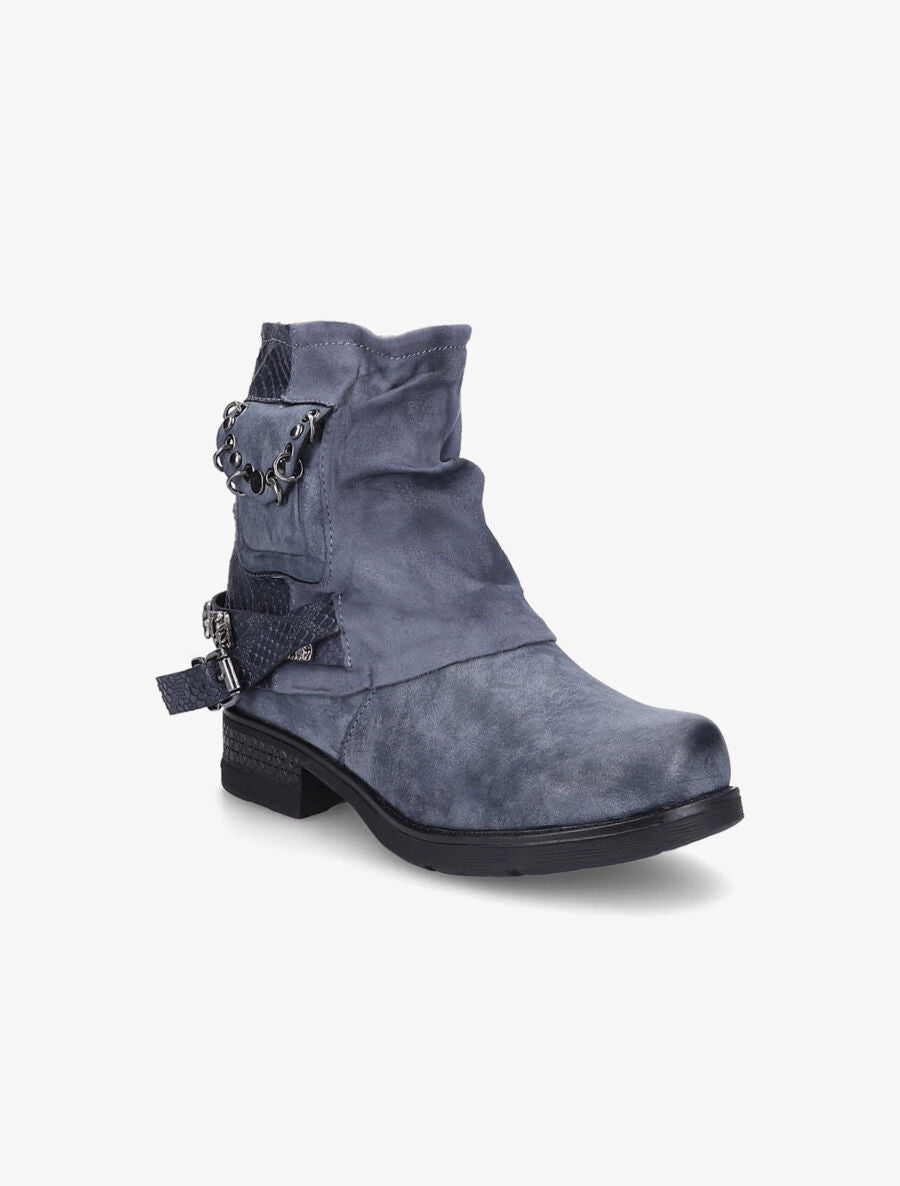 Bottines montantes plissées à pochette - Bleu - 2