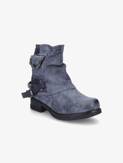 Bottines montantes plissées à pochette - Bleu - 2