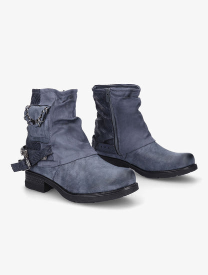 Bottines montantes plissées à pochette - Bleu - 4