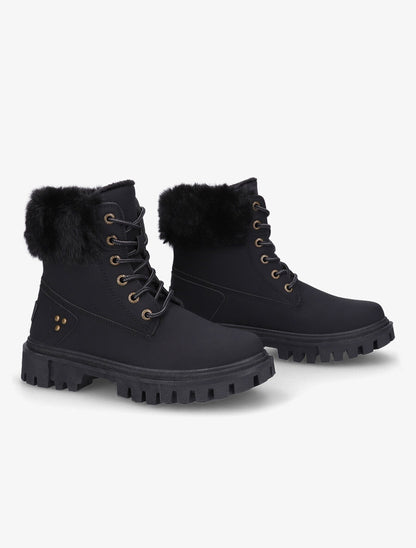Boots fourrées à fourrure synthétique - Noir - 4