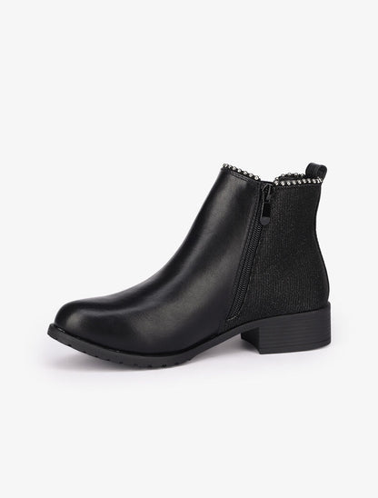 Bottines ornées de clous à contrefort pailleté - Noir - 4