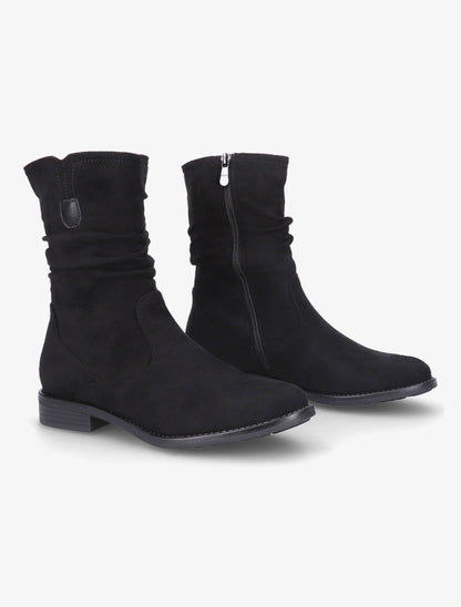 Bottines plissées en suédine - Noir - 4