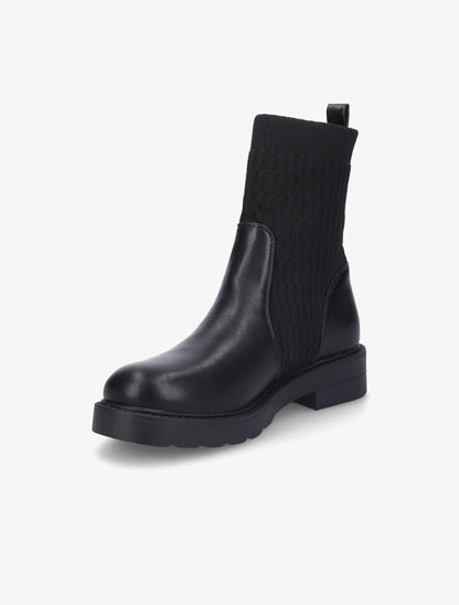 Boots en simili et tissu gaufré - Noir - 3