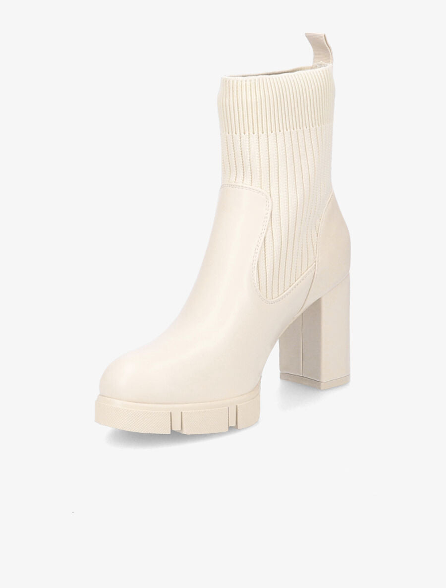 Bottines montantes à talon - Beige - 3