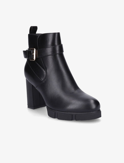 Bottines à talon et boucle - Noir - 2