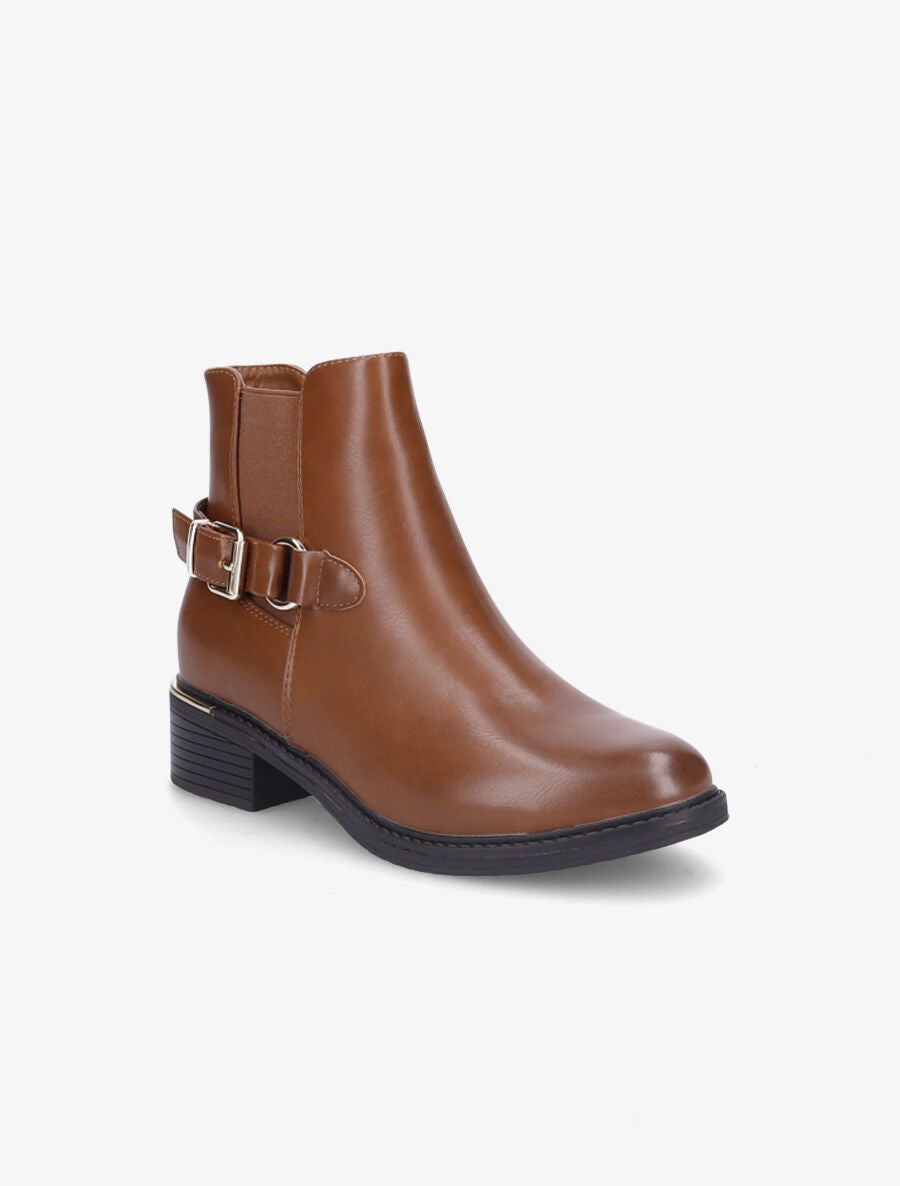 Bottines à boucle stylisée - Camel - 2