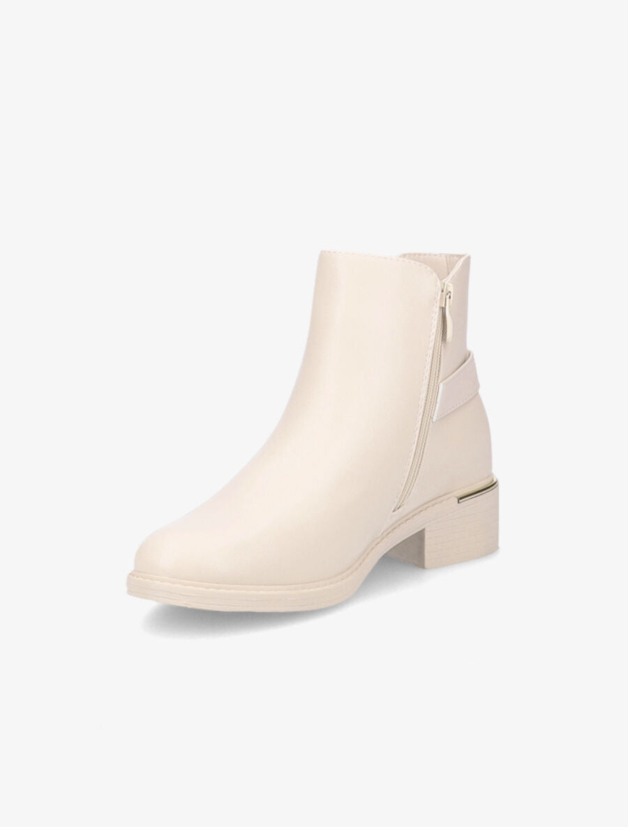 Bottines à boucle stylisée - Beige - 3