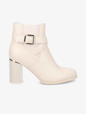Bottines à talon et sangles croisées - Beige - 5