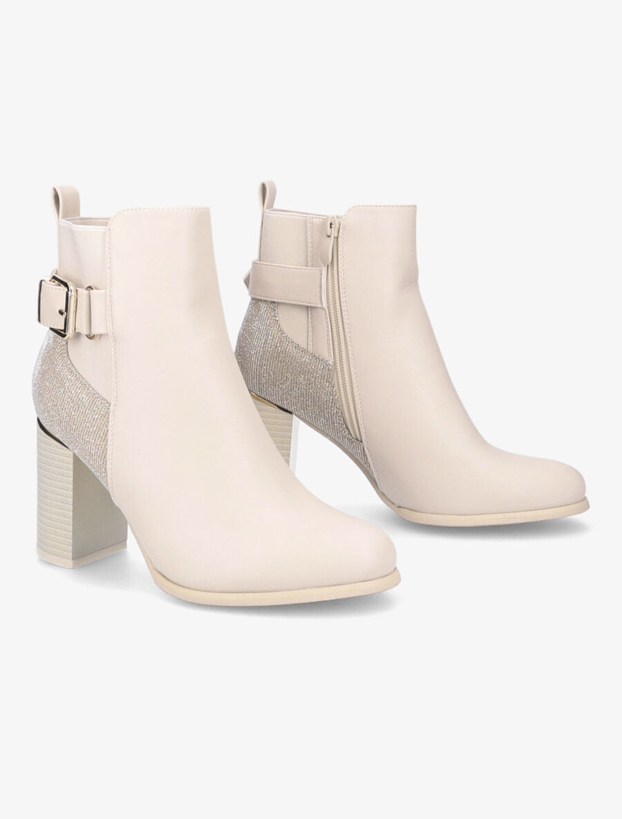 Bottines à contrefort pailleté - Beige - 4