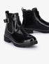 Bottines vernies effet croco à clous argentés - Noir - 6
