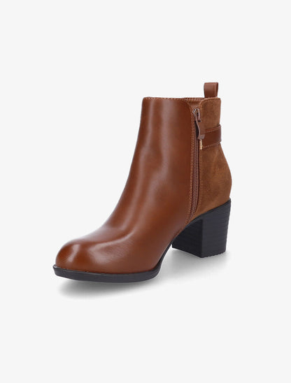 Bottines bi-matière unies - Camel - 3