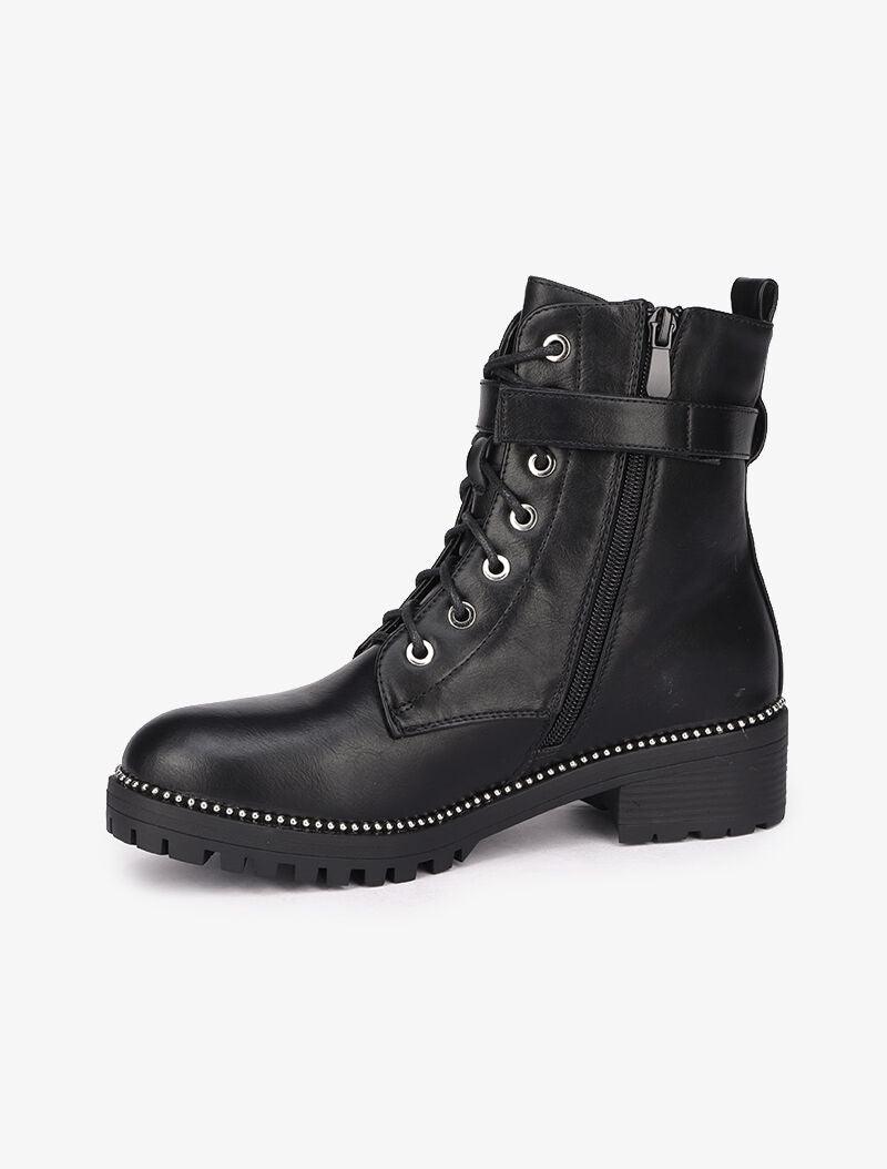 Bottines à bride et sacoche amovible - Noir - 4