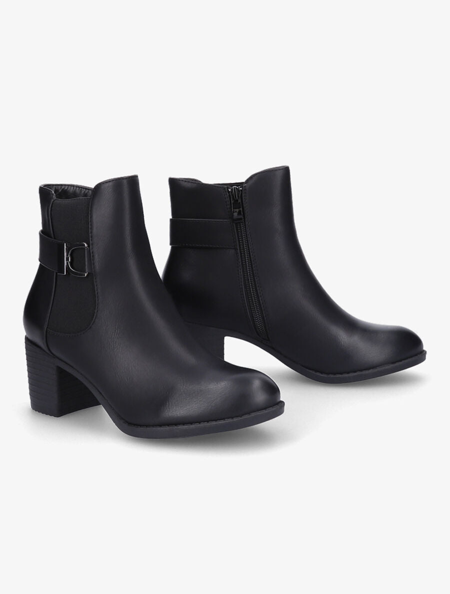 Bottines élastiquées à talon - Noir - 4