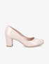 Escarpins vernis à talon carré - Beige - 1