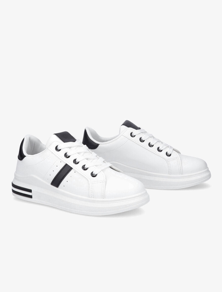 Tennis classique en simili - Noir/blanc - 4