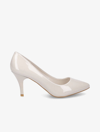 Escarpins vernis à talon aiguille - Beige - 1
