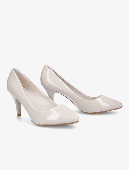 Escarpins vernis à talon aiguille - Beige - 4