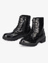 Bottines vernies imprimé croco à lacets à détails cloutés - Noir - 1